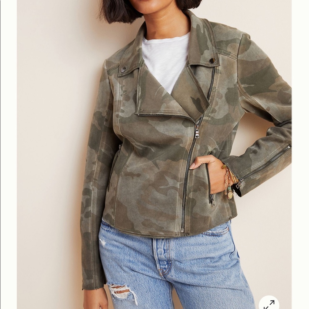 Anthropologie Marrakech Camo Sueded Moto Jacket - Picture 5 of 15